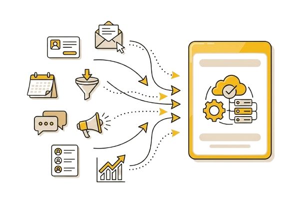 Native integrations, API and webhooks illustration
